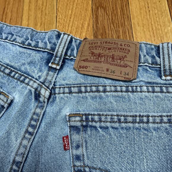 Vintage Levis 560 Jeans Mens 34x33 Blue Loose Tapered Made In Canada 90s - Picture 8 of 11